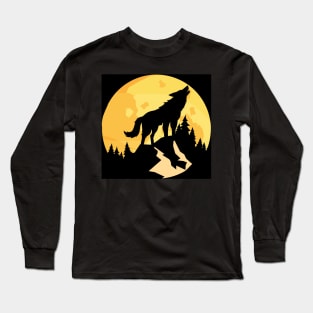 moon wolf howling Long Sleeve T-Shirt